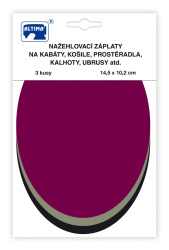 Nažehľovacie záplaty jednofarebné ovály 3 ks - vínová sv.khaki čierna